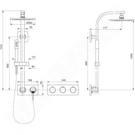 Ideal Standard Archimodule - Set de douche 300 avec thermostat encastré, 1 jet, chrome A1551AA