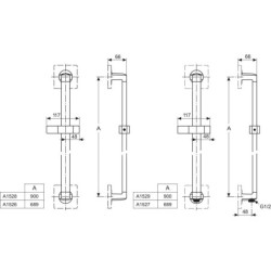 Ideal Standard Archimodule - Barre de douche 900 mm, chrome A1528AA