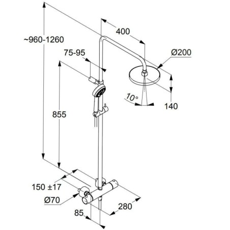 Kludi Logo - Set de douche Dual Shower System avec thermostat, 200 mm, chrome 6809205-00