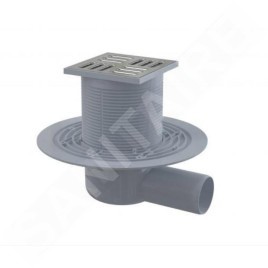 Alcadrain Douchegoten - Siphon de sol, latéral, 105x105 mm, diamètre 50 mm, acier inoxydable/plastique APV1321