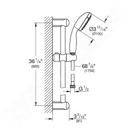 Grohe Tempesta New - Set de douche avec barre murale, 2 jets, chrome 26163001