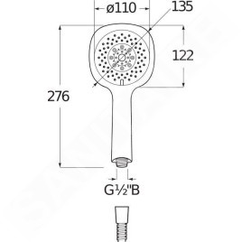 Jika Cubito Pure - Pommeau de douche Cubito-N 130 mm, 4 jets, chrome H3611X30044711