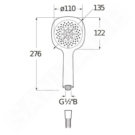Jika Cubito Pure - Set de douche Cubito-N 110 mm, 4 jets, chrome H3651X00043631