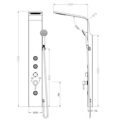 Aqualine Douches - Panneaux de douche, hauteur 1400 mm, argent SL680