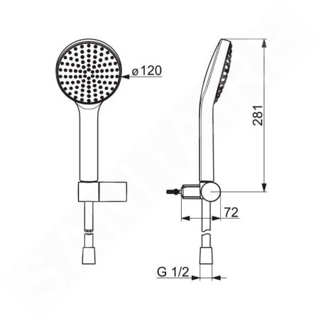 Hansa Activejet - Set de douche avec flexible, support et douchette, 1 jet, gris clair/chrome 84380113
