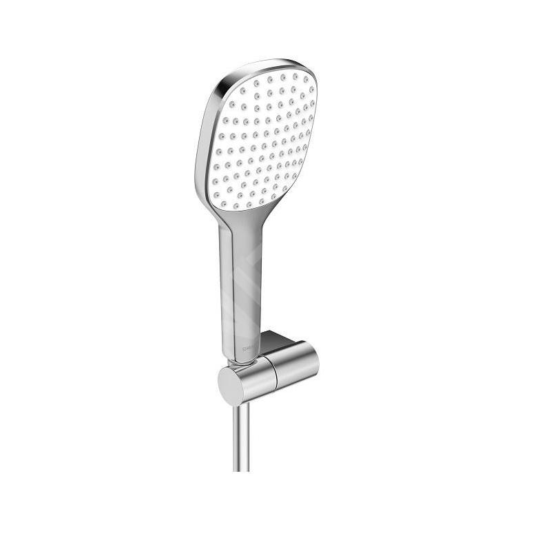 Hansa Activejet - Set de douche avec flexible, support et douchette, 1 jet, blanc/chrome 84380213