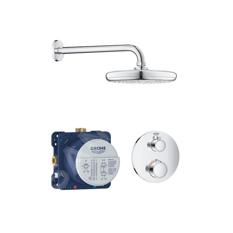 Grohe Grohtherm - Set de douche Tempesta 210 avec robinet de douche thermostatique encastré, chrom 34726000 Grohe Grohtherm - Set de douche Tempesta 210 avec robinet de douche thermostatique encastré, chrom 34726000