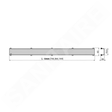 Alcadrain Grilles - Grille pour caniveau à douche d'angle 750 mm, inox mat SPACE-750M