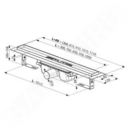 Ravak 10° - Caniveau de douche 750 mm, installation au sol, inox X01623