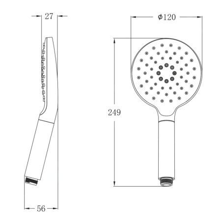 Sapho Douches - Pommeau de douche, 3 jets, chrome 1204-32