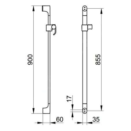 Keuco Edition 400 - Barre de douche 900 mm, chrome noir brossé 51585130900
