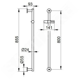 Keuco IXMO - Barre de douche Solo 800 mm, chrome 59585010901