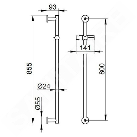 Keuco IXMO - Barre de douche Solo 800 mm, chrome 59585010901