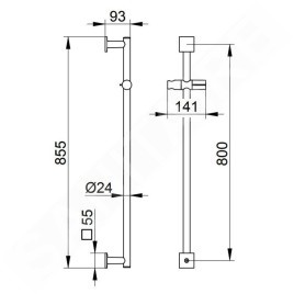 Keuco IXMO - Barre de douche Solo 800 mm, chrome 59585010902