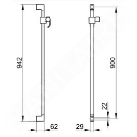 Keuco Collection Moll - Barre de douche 900 mm, chrome 52785010900
