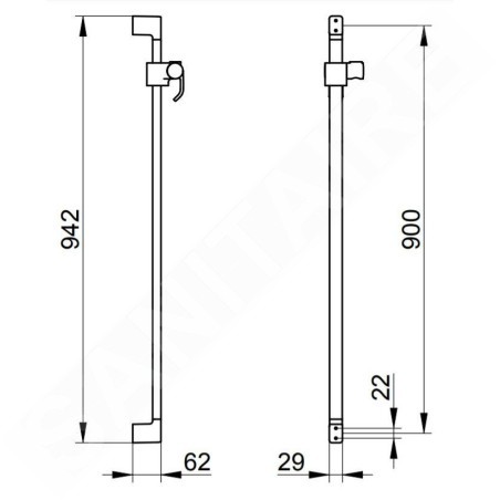 Keuco Collection Moll - Barre de douche 900 mm, chrome 52785010900