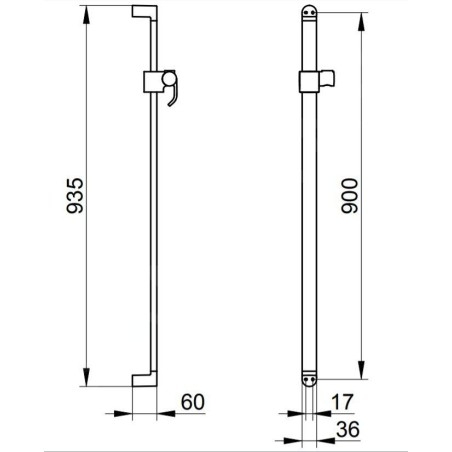 Keuco Elegance - Barre de douche 900 mm, chrome 51685010900