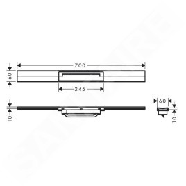 Hansgrohe RainDrain Flex - Caniveau de douche linéaire avec grille en inox 700, pour montage libre, découpable, chrome noir