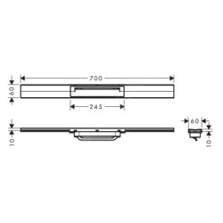Hansgrohe RainDrain Flex - Caniveau de douche linéaire avec grille en inox 700, pour montage libre, découpable, blanc mat