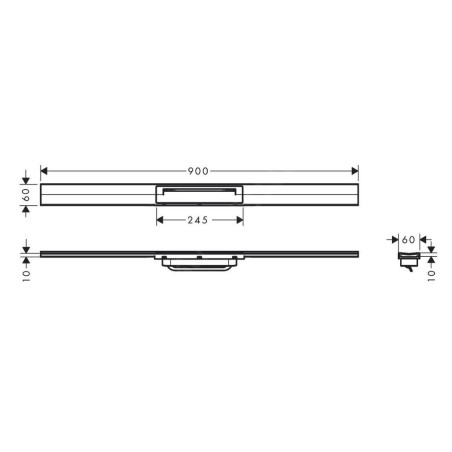 Hansgrohe RainDrain Flex - Caniveau de douche linéaire avec grille en inox 900, pour montage libre, découpable, chrome noir