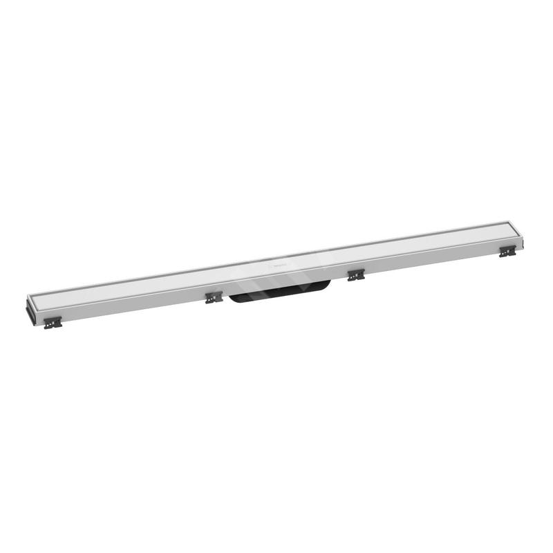 Hansgrohe RainDrain Match - Caniveau de douche linéaire avec grille en inox 900, avec cadre réglable en hauteur, blanc mat
