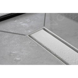 Hansgrohe RainDrain Match - Caniveau de douche linéaire avec grille en inox 900, avec cadre réglable en hauteur, blanc mat