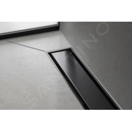 Hansgrohe RainDrain Match - Caniveau de douche linéaire avec grille en inox 1000, avec cadre réglable en hauteur, noir 56041610