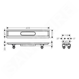 Hansgrohe uBox universal - Kit d'installation pour caniveaux de douche linéaires 600, inox 56010180