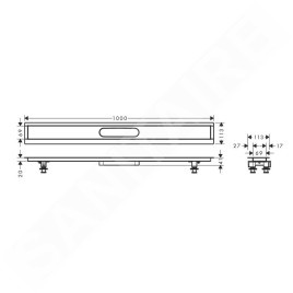 Hansgrohe uBox universal - Kit d'installation pour caniveaux de douche linéaires 1000, inox 56014180