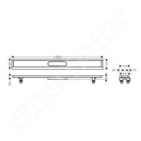 Hansgrohe uBox universal - Kit d'installation pour caniveaux de douche linéaires 1000, inox 56014180
