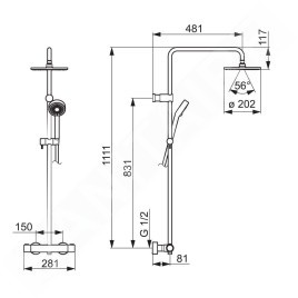 Hansa Prisma - Colonne de douche 200 avec thermostat, chrome 58099103