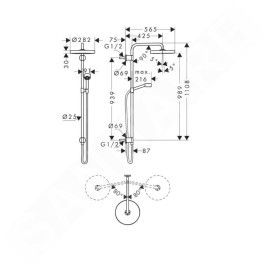 Axor One - Set de douche Showerpipe 280, 1 jet, noir mat 48790670