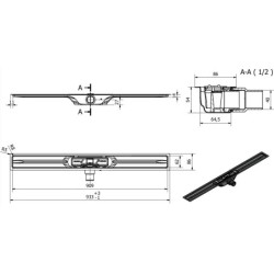 I-Drain Linear 54 - Receveur de douche en acier inoxydable PRO SS Linear, longueur 900 mm, avec étanchéité IP4M09001X1