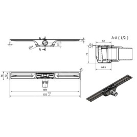 I-Drain Linear 72 - Receveur de douche en acier inoxydable PRO SS Linear, longueur 800 mm, avec étanchéité IP5M08001X1