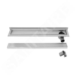 Aqualine Canniveaux - Caniveau de douche avec grille, 960x122x92 mm, montage mural, inox 2715-10