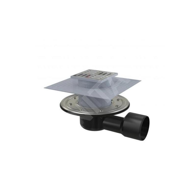 Alcadrain Douchegoten - Siphon de sol, latéral, 105x105mm, diamètre 50/75 mm, acier inoxydable/plastique APV3344 Alcadrain Douchegoten - Siphon de sol, latéral, 105x105mm, diamètre 50/75 mm, acier inoxydable/plastique APV3344
