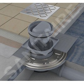 Alcadrain Douchegoten - Siphon de sol, latéral, 105x105mm, diamètre 50/75 mm, acier inoxydable/plastique APV3344