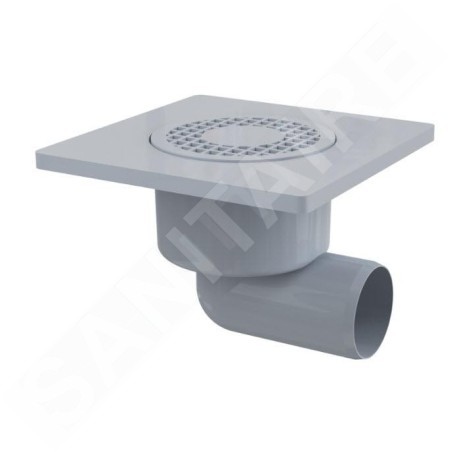 Alcadrain Douchegoten - Siphon de sol, latéral, 150x150 mm, diamètre 50 mm, gris/plastique APV3