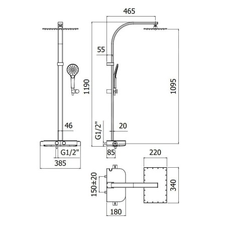 Paffoni Sets de douche - Set de douche Moby avec thermostat, 2 jets, chrome ZCOL668CRAG