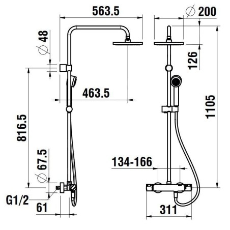 Laufen Citypro - Set de douche 200 avec thermostat, chrome HF500957100600