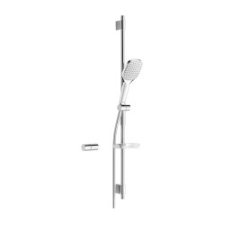 Hansa Activejet - Set de douche avec flexible, support et douchette, 1 jet, blanc/chrome 84370210
