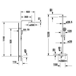 Duravit B.1 - Set de douche avec thermostat, chrome B14280008010