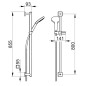 Keuco IXMO - Set de pommeau de douche, 3 jets, barre 855 mm et flexible, noir mat 59587370802