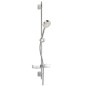 Hansa Basicjet - Set de pommeau de douche, 1 jet, flexible et barre avec tablette, chrome 44670113