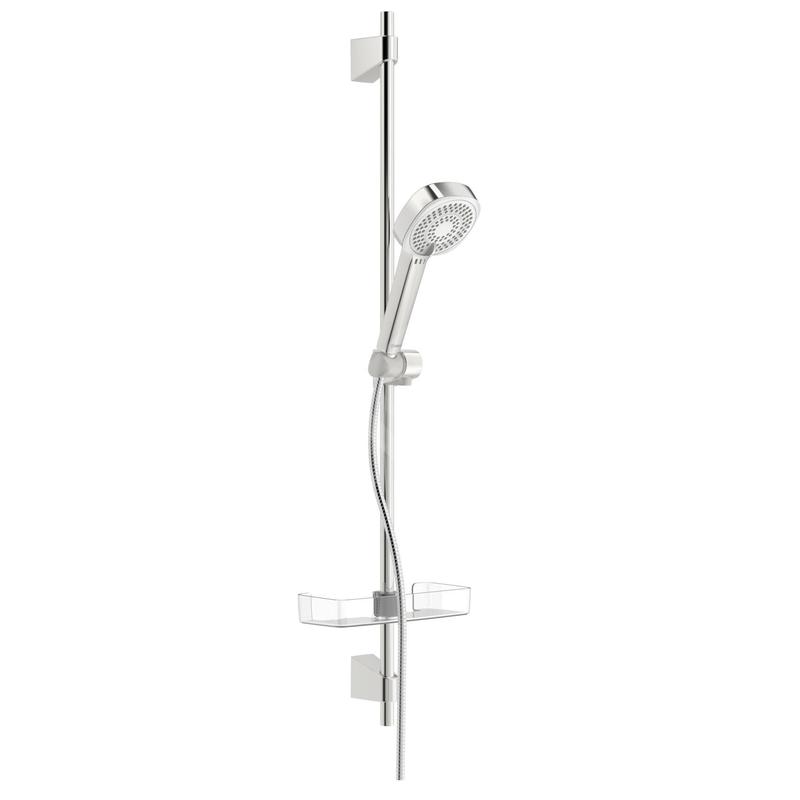 Hansa Basicjet - Set de pommeau de douche, 3 jet, flexible et barre avec tablette, chrome 44790131 Hansa Basicjet - Set de pommeau de douche, 3 jet, flexible et barre avec tablette, chrome 44790131