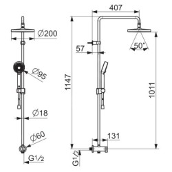Hansa Basicjet - Set de douche avec inverseur, 3 jets, chrome 44390200