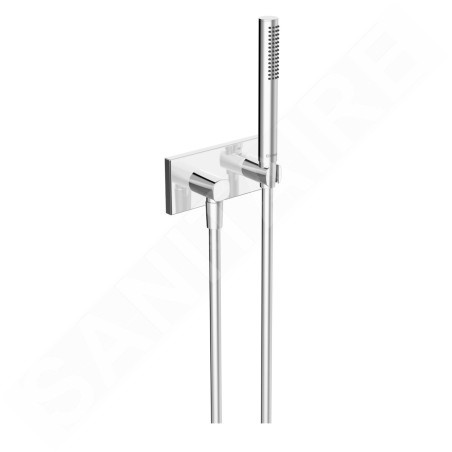 Hansa Matrix - Set de pommeau de douche, support et flexible, à encastrer, chrome 44430170