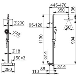 Hansa Micra - Colonne de douche avec thermostat, 3 jets, chrome 44350130