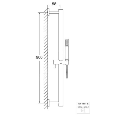 Steinberg 100 - Ensemble de pommeau de douche, barre et flexible, chrome 100 1601