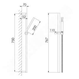 Steinberg 135 - Ensemble de pommeau de douche, barre et flexible, noir mat 135 1600 S